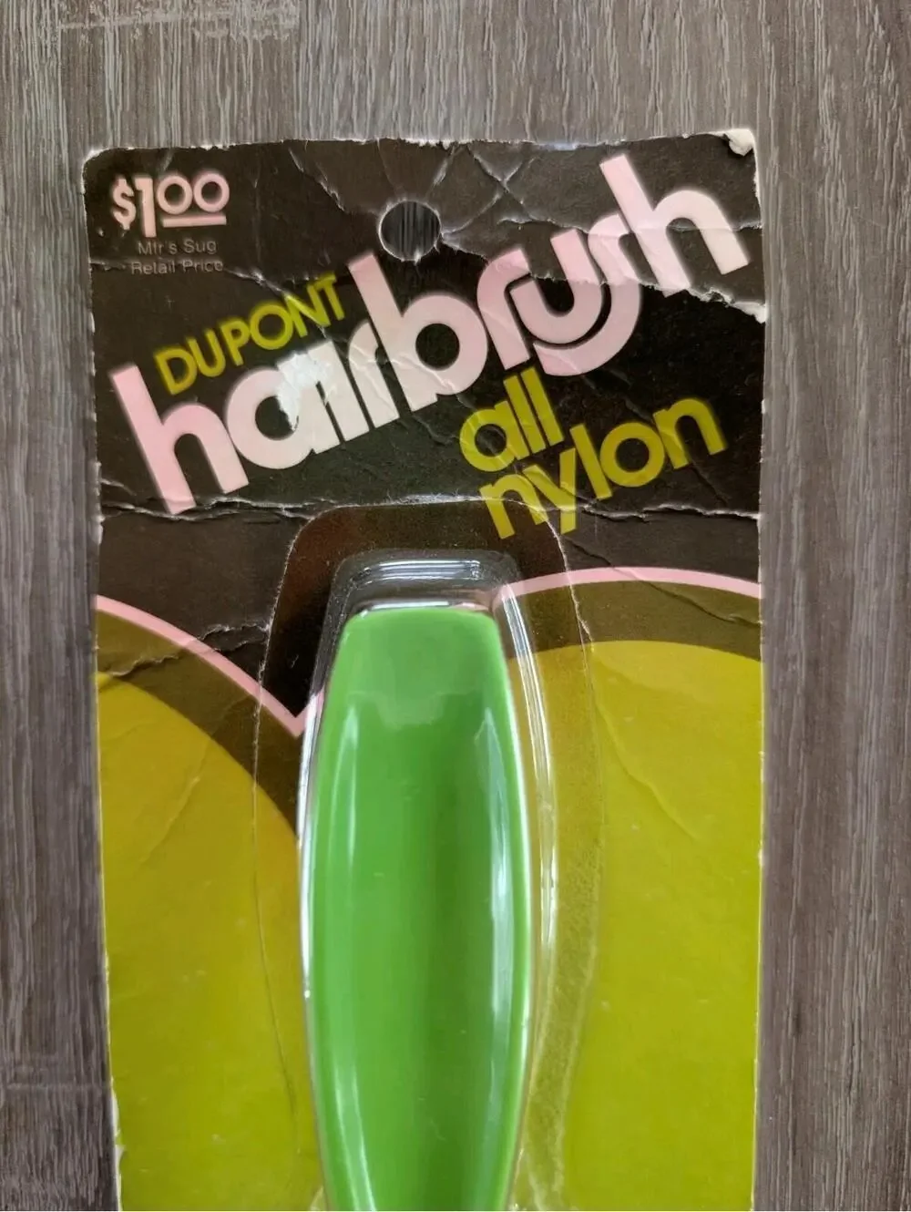 New Old Stock Vintage Dupont All Nylon Green Hair Brush 8